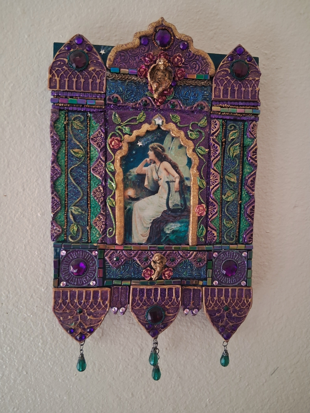 Handmade Fantasy Fairy Wall Art | Signed OOAK Gothic Mixed Media Noveau Faerie